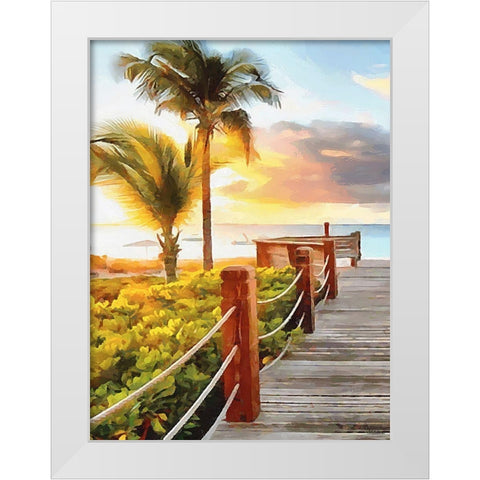 Pier to the Beach - Diptych A White Modern Wood Framed Art Print by Medeiros, Celito