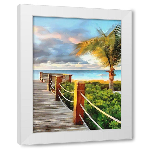 Pier to the Beach - Diptych B White Modern Wood Framed Art Print by Medeiros, Celito