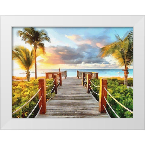 Pier to the Beach White Modern Wood Framed Art Print by Medeiros, Celito