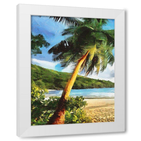 Sea with Palm Beach - Diptych A White Modern Wood Framed Art Print by Medeiros, Celito