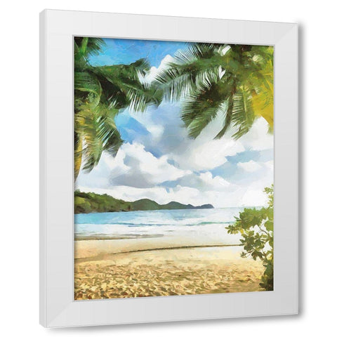 Sea with Palm Beach - Diptych B White Modern Wood Framed Art Print by Medeiros, Celito