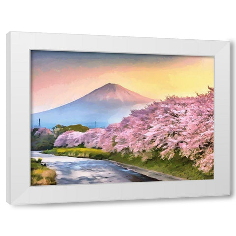Pink Trees by Fuji White Modern Wood Framed Art Print by Medeiros, Celito