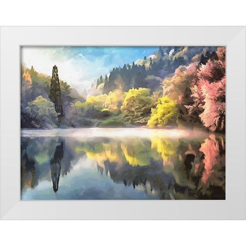 Mirrored Lake White Modern Wood Framed Art Print by Medeiros, Celito