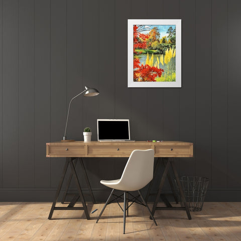 Colorful Autumn White Modern Wood Framed Art Print by Medeiros, Celito
