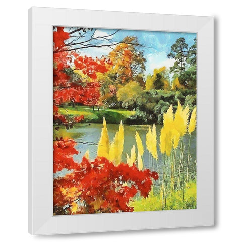 Colorful Autumn White Modern Wood Framed Art Print by Medeiros, Celito