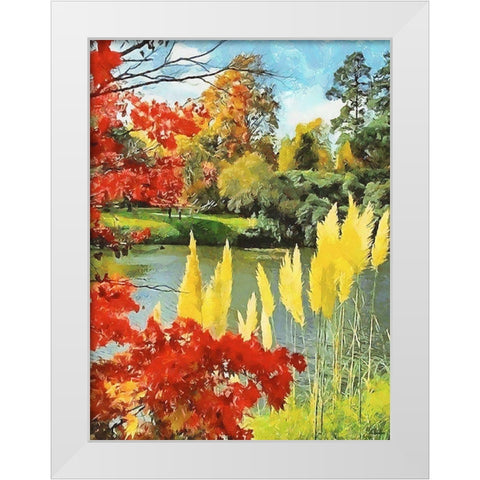 Colorful Autumn White Modern Wood Framed Art Print by Medeiros, Celito
