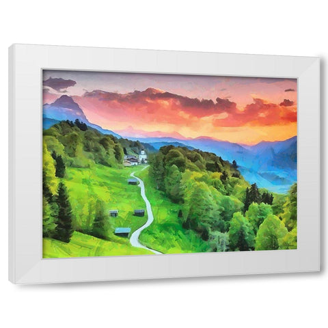 Path in the Mountains White Modern Wood Framed Art Print by Medeiros, Celito