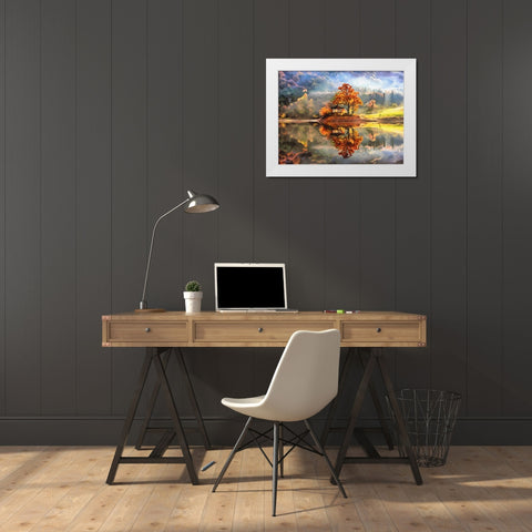 Beautiful Autumn White Modern Wood Framed Art Print by Medeiros, Celito