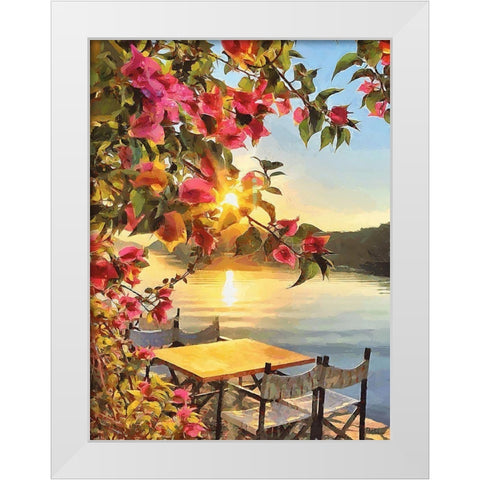 Table by the Lake White Modern Wood Framed Art Print by Medeiros, Celito