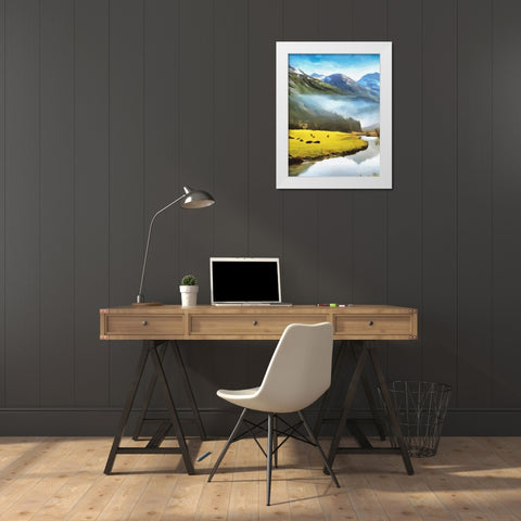 River under the Mountains - Diptych A White Modern Wood Framed Art Print by Medeiros, Celito