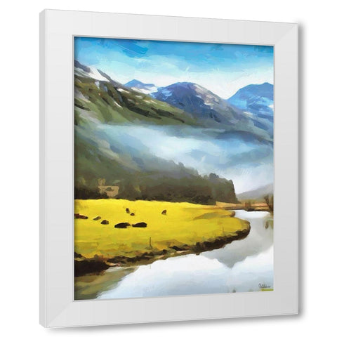 River under the Mountains - Diptych A White Modern Wood Framed Art Print by Medeiros, Celito