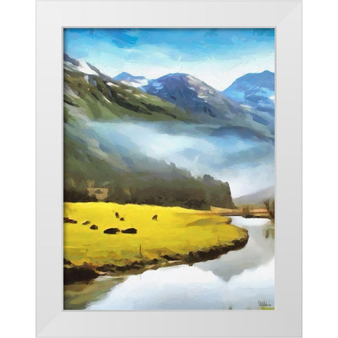 River under the Mountains - Diptych A White Modern Wood Framed Art Print by Medeiros, Celito