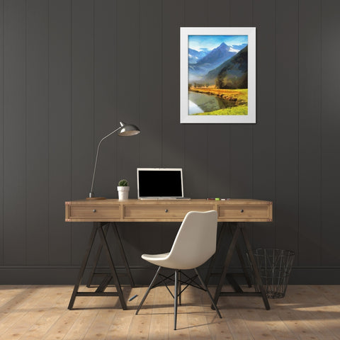 River under the Mountains - Diptych B White Modern Wood Framed Art Print by Medeiros, Celito