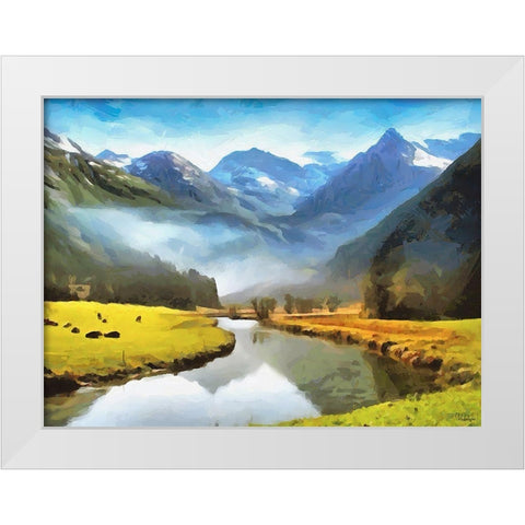 River under the Mountains White Modern Wood Framed Art Print by Medeiros, Celito