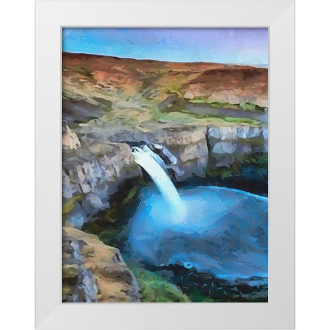 Wattefall on Iceland White Modern Wood Framed Art Print by Medeiros, Celito