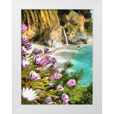 Bay with Watterfall - Diptych A White Modern Wood Framed Art Print by Medeiros, Celito
