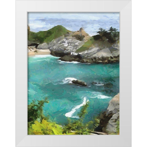 Bay with Watterfall - Diptych B White Modern Wood Framed Art Print by Medeiros, Celito