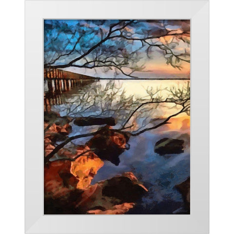 Sunset over the Lake - Diptych A White Modern Wood Framed Art Print by Medeiros, Celito