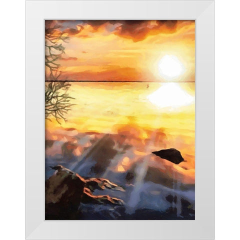 Sunset over the Lake - Diptych B White Modern Wood Framed Art Print by Medeiros, Celito