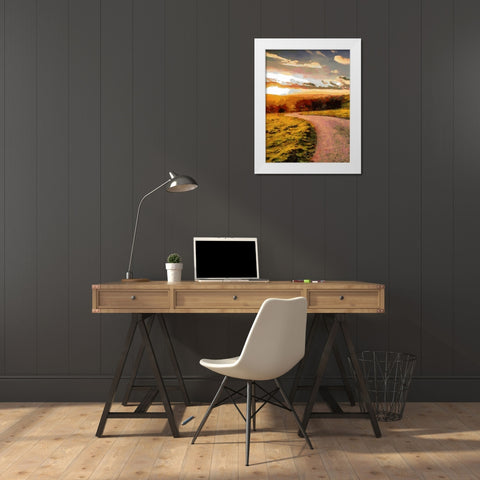 Sunset Road - Diptych A White Modern Wood Framed Art Print by Medeiros, Celito
