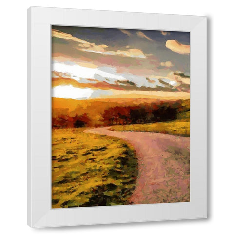 Sunset Road - Diptych A White Modern Wood Framed Art Print by Medeiros, Celito