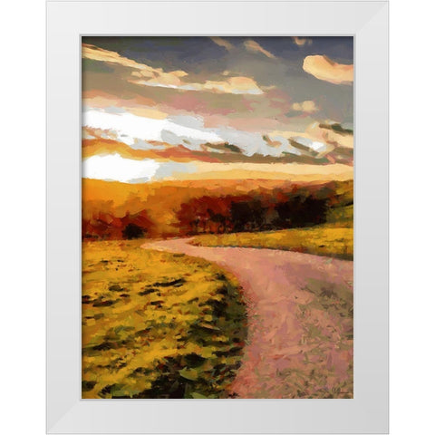 Sunset Road - Diptych A White Modern Wood Framed Art Print by Medeiros, Celito