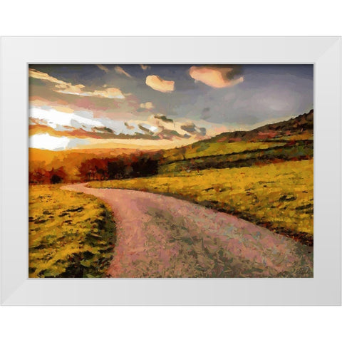Sunset Road White Modern Wood Framed Art Print by Medeiros, Celito