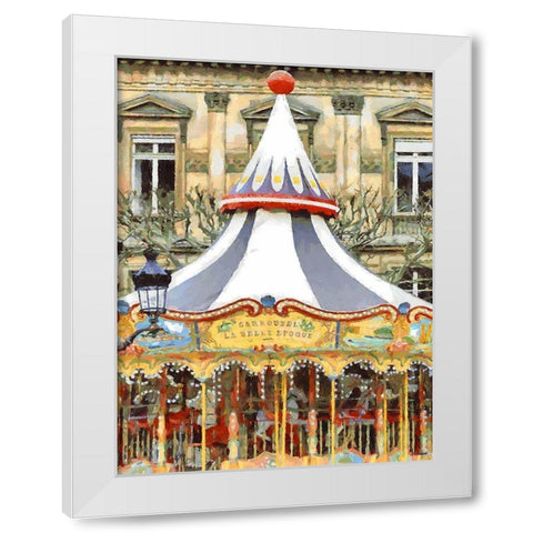 Carousell in Paris White Modern Wood Framed Art Print by Medeiros, Celito