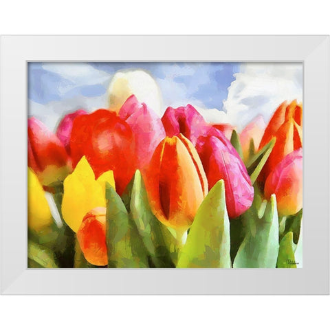 Spring Floral Variations XLI White Modern Wood Framed Art Print by Medeiros, Celito