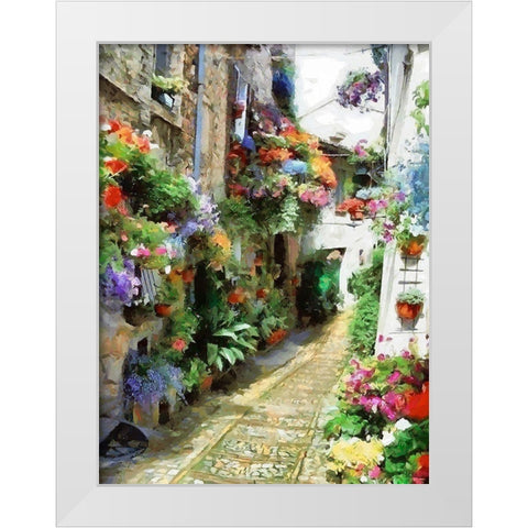 Flower Alley White Modern Wood Framed Art Print by Medeiros, Celito