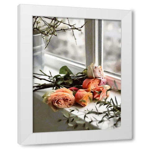 Roses on the Windowsill White Modern Wood Framed Art Print by Medeiros, Celito