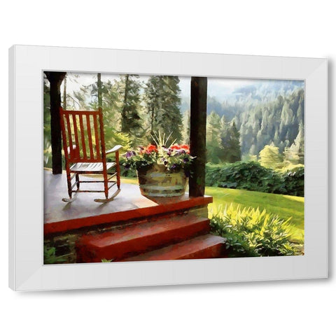 Rocking Chair on the Terrace White Modern Wood Framed Art Print by Medeiros, Celito