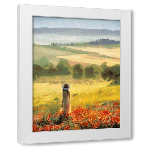 Girl in Tuscany  White Modern Wood Framed Art Print by Medeiros, Celito