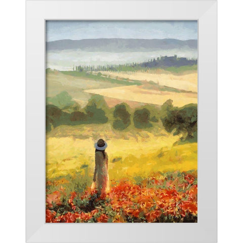 Girl in Tuscany  White Modern Wood Framed Art Print by Medeiros, Celito