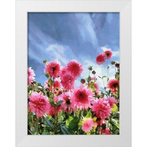 Pink Flowers with Blue Sky White Modern Wood Framed Art Print by Medeiros, Celito