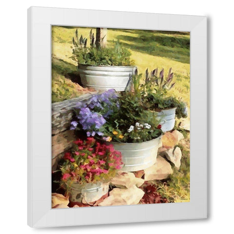 Ornamental Garden White Modern Wood Framed Art Print by Medeiros, Celito