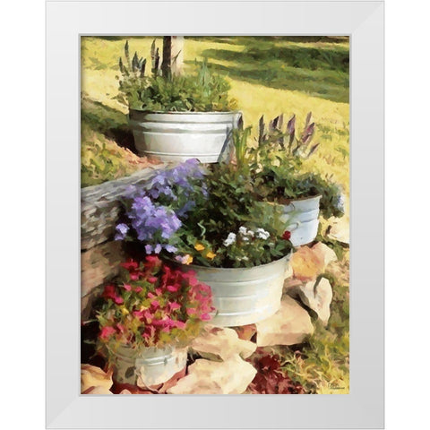 Ornamental Garden White Modern Wood Framed Art Print by Medeiros, Celito
