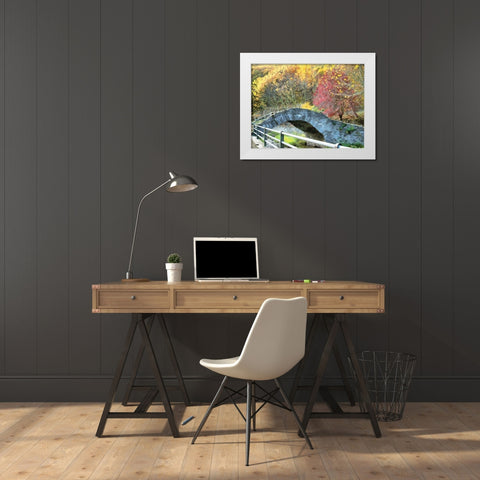 An Old Stone Bridge White Modern Wood Framed Art Print by Medeiros, Celito