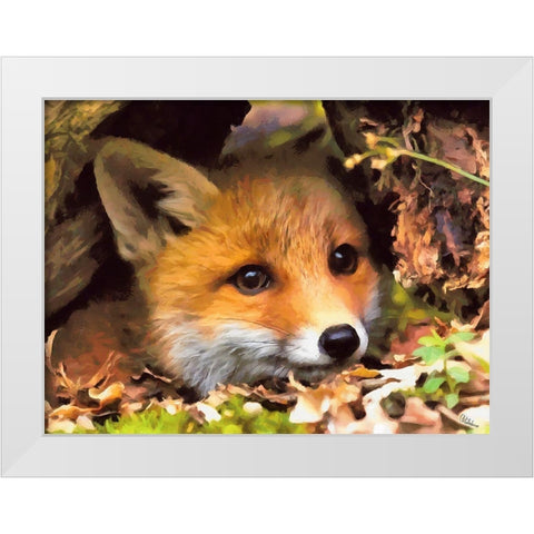 Beautiful Fox White Modern Wood Framed Art Print by Medeiros, Celito