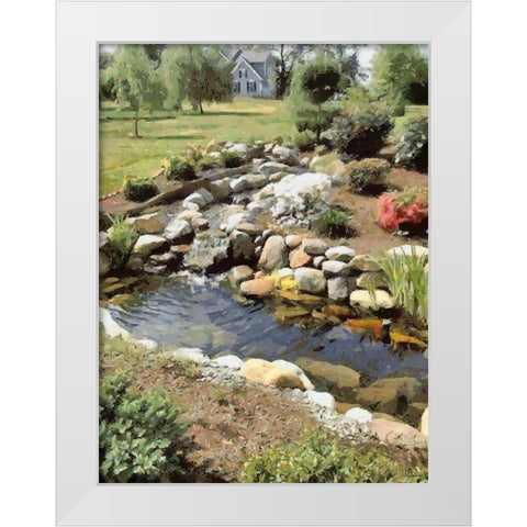 Small Lake in the Garden White Modern Wood Framed Art Print by Medeiros, Celito