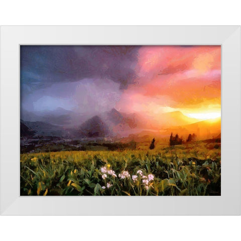 Sunset Behind the Mountains White Modern Wood Framed Art Print by Medeiros, Celito