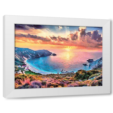 Sunset Behind the Bay White Modern Wood Framed Art Print by Medeiros, Celito