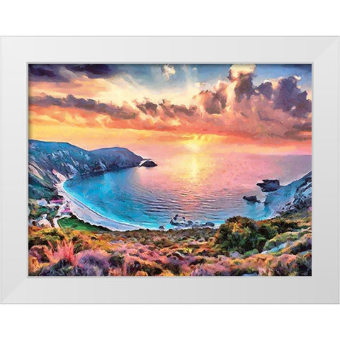 Sunset Behind the Bay White Modern Wood Framed Art Print by Medeiros, Celito