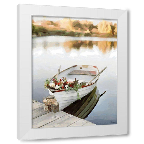 A Boat with Flowers White Modern Wood Framed Art Print by Medeiros, Celito