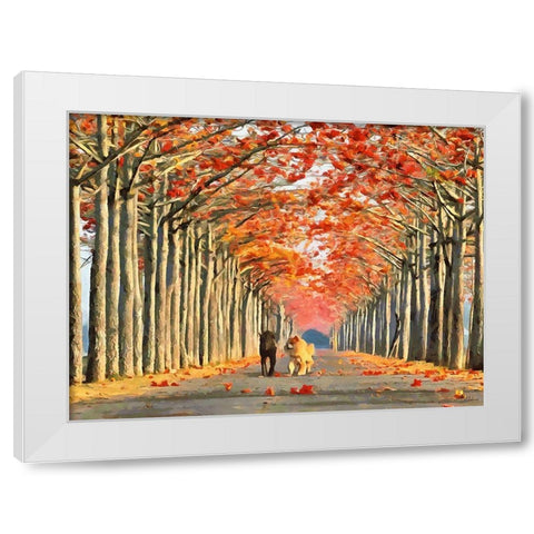 Two Four-legged Friends White Modern Wood Framed Art Print by Medeiros, Celito