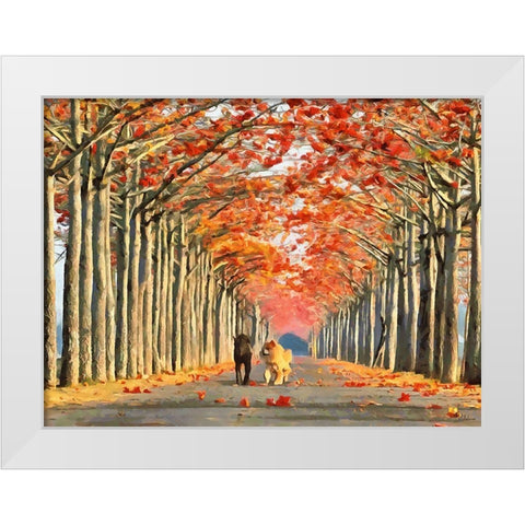 Two Four-legged Friends White Modern Wood Framed Art Print by Medeiros, Celito