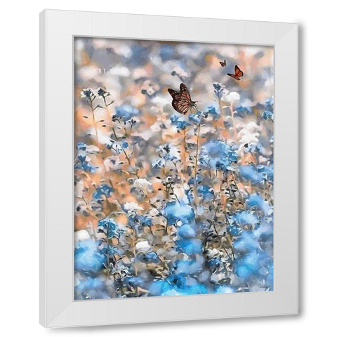 Butterflies White Modern Wood Framed Art Print by Medeiros, Celito