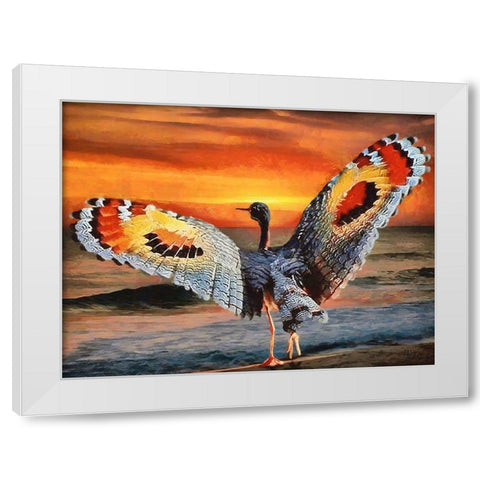 Bird with Butterly Wings White Modern Wood Framed Art Print by Medeiros, Celito
