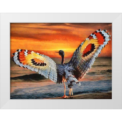 Bird with Butterly Wings White Modern Wood Framed Art Print by Medeiros, Celito