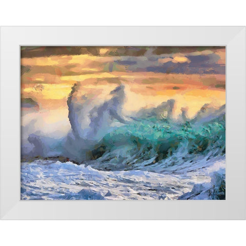 Waves in Storm II White Modern Wood Framed Art Print by Medeiros, Celito